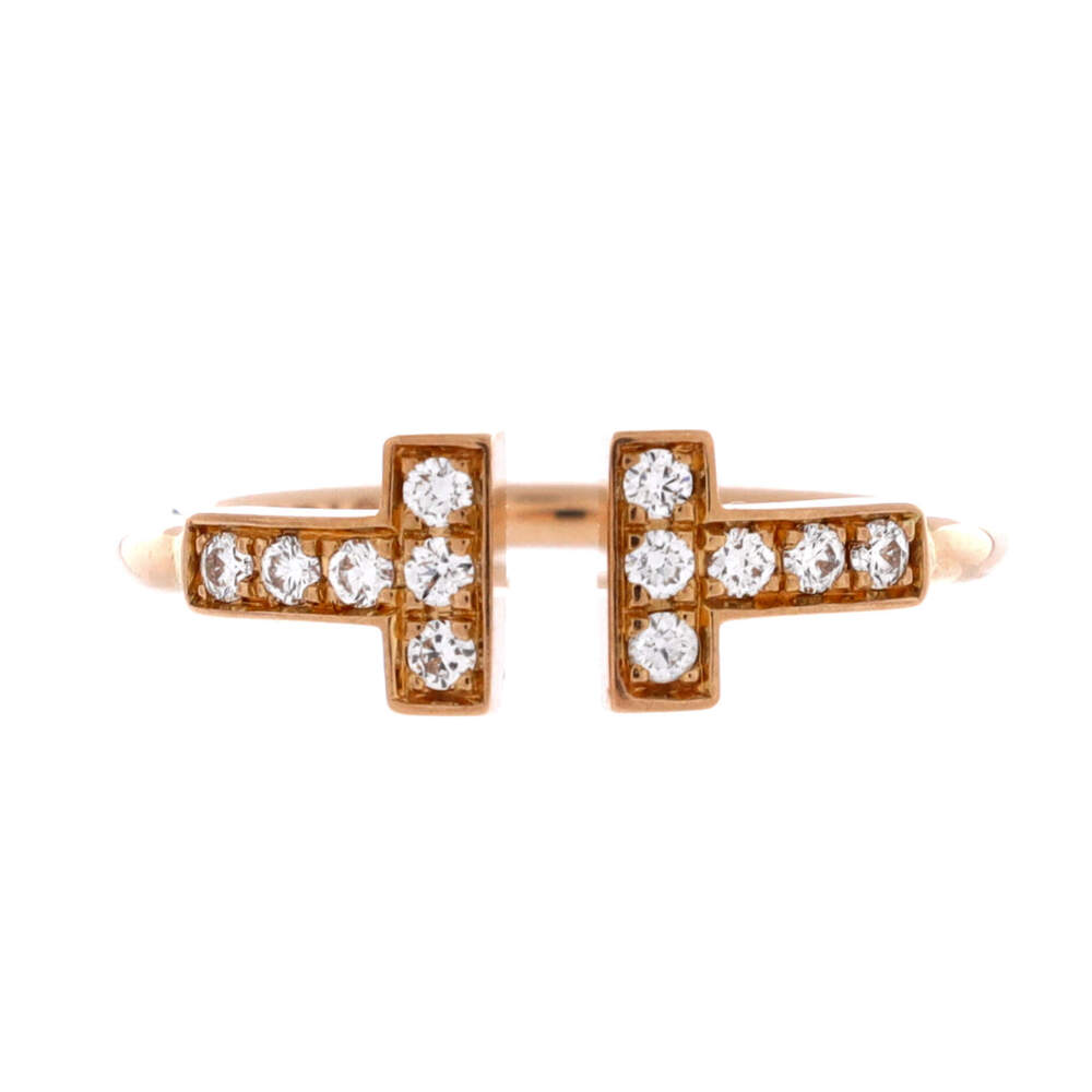 Tiffany & Co. T Wire Ring 18K Rose Gold with Diamonds